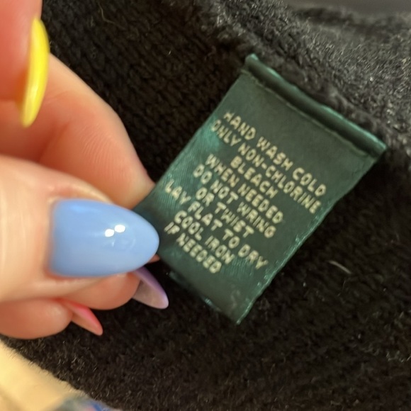 LRL Wrap Cardigan Sweater Linen Blend Concho Button Faux Leather Trim Size XS - Picture 11 of 12